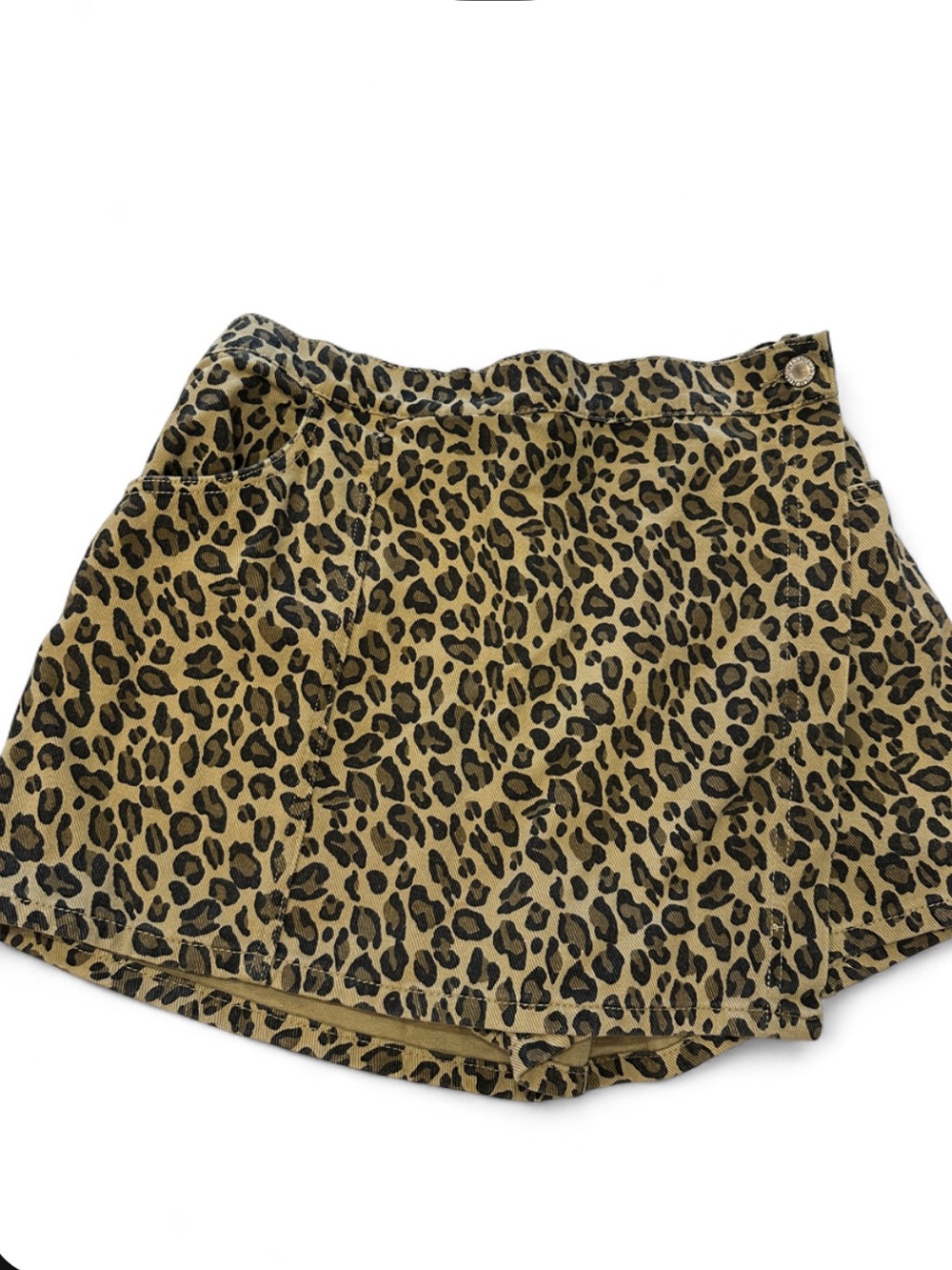 🐆 Wishlist Jeans Leopard Print Cotton Skort Large NWOT